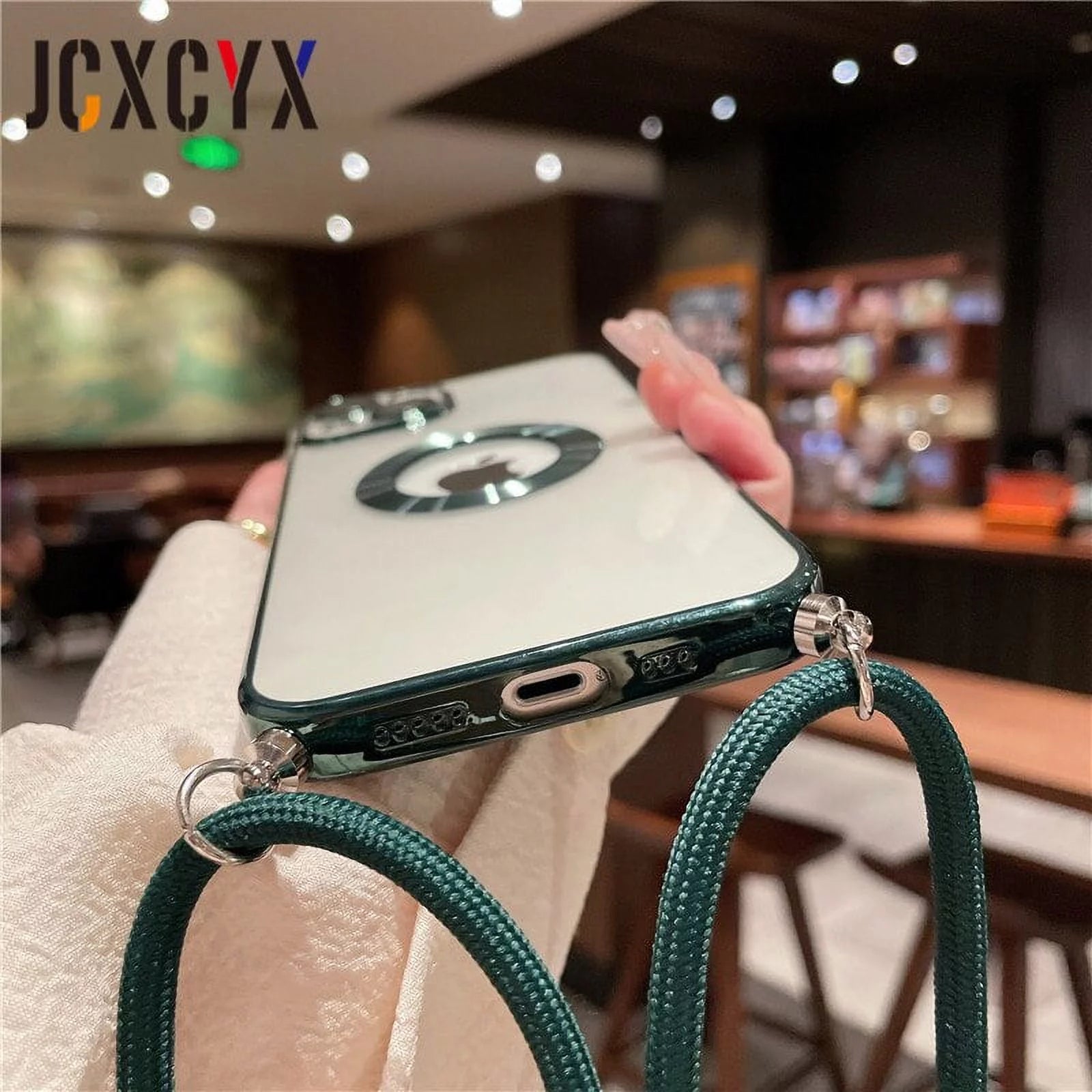 Crossbody Lanyard Cord Plating Transparent Soft Case for Iphone 14 Pro Max 14 13 12 11 15 XS XR 8 7 plus Lens Protector Cover