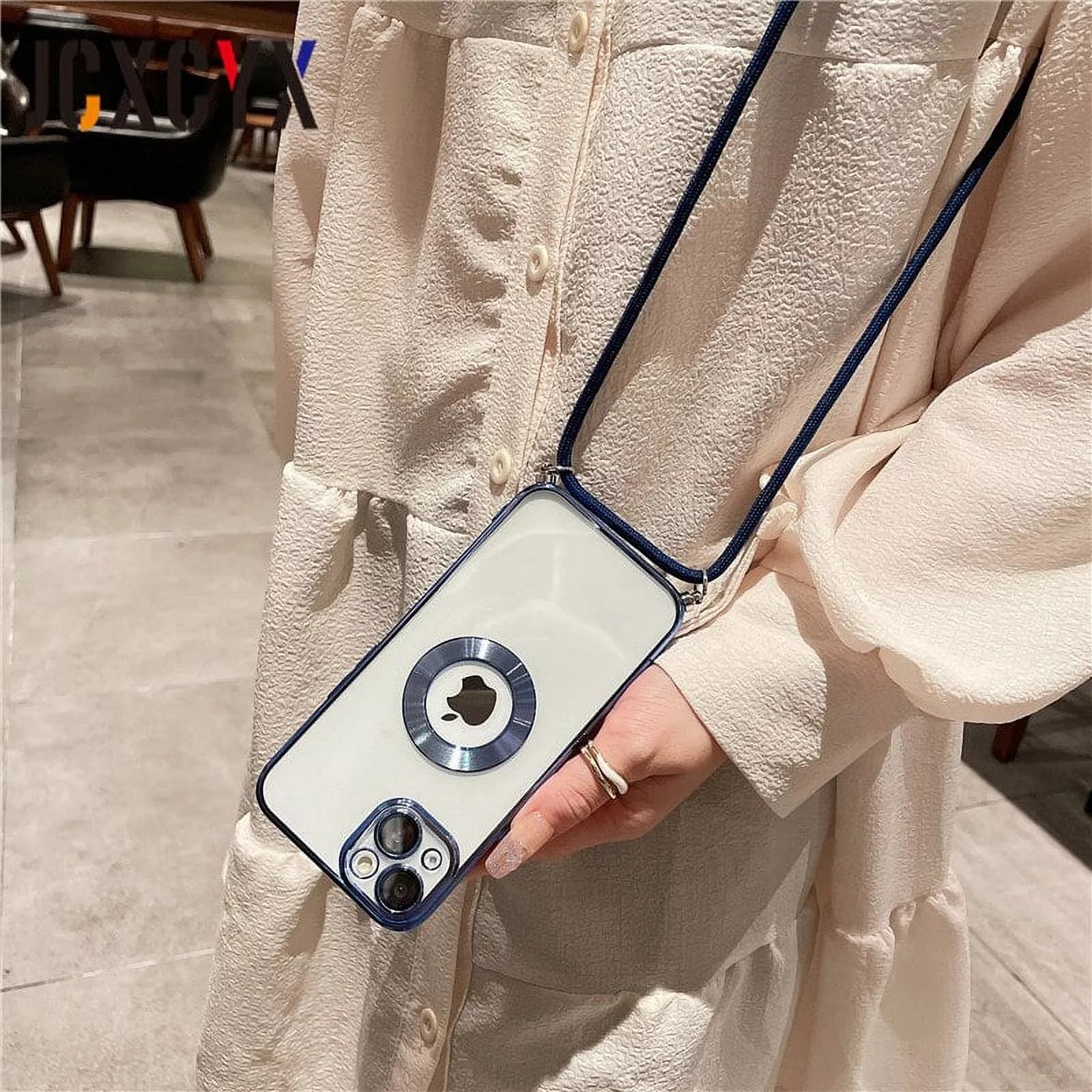 Crossbody Lanyard Cord Plating Transparent Soft Case for Iphone 14 Pro Max 14 13 12 11 15 XS XR 8 7 plus Lens Protector Cover