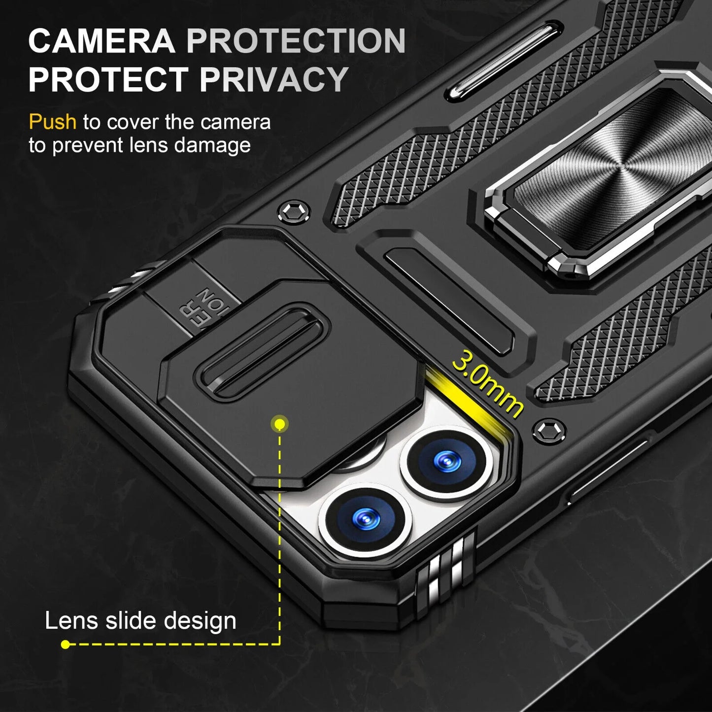 For Iphone 13 Iphone 14 Case Iphone 14 Pro Iphone 14 plus Iphone 14 Pro Max Case Built in Camera Cover & Kickstand Built in 360°Rotate Ring Stand Magnetic Magnet Protective Case - Iphone 14 Plus,Black